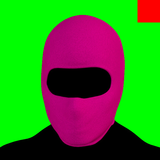 Villain #418 - The Pink Balaclava Villain on the Green background with the Red Accent