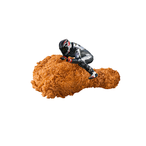 Motorcycle Racer Riding Fried Chicken Drumstick, 2022