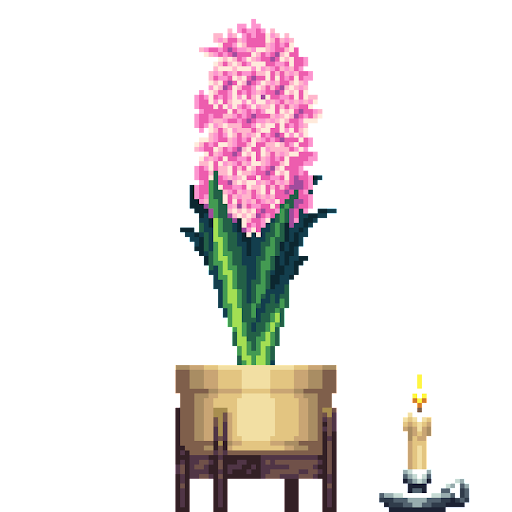 Pink Hyacinth in Elevated Wood pot with Candle