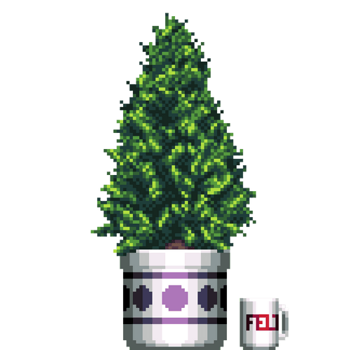 Cedar Pine in Large Pattern pot with FELT Zine Mug