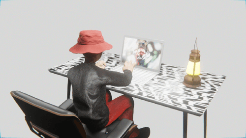 Desktop #6: The Hypebeast in the Eames Chair With a Gas Lamp and a Algo Lite Macbook on a Pattern Table in The Void
