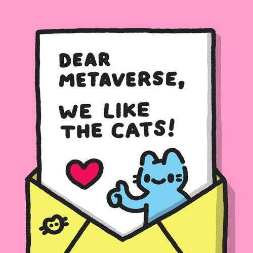 Dear Metaverse, Blue Cat Loves You by Clon (Cool Cats)